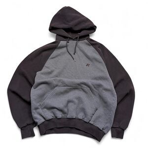 Vintage 2 tone Russell-athletic Men's Grey and Navy Hoodie